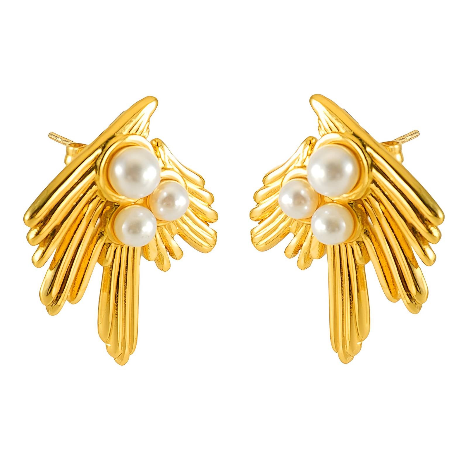 Tatiana Pearl Earrings, 18K Gold Plated Stainless Steel
