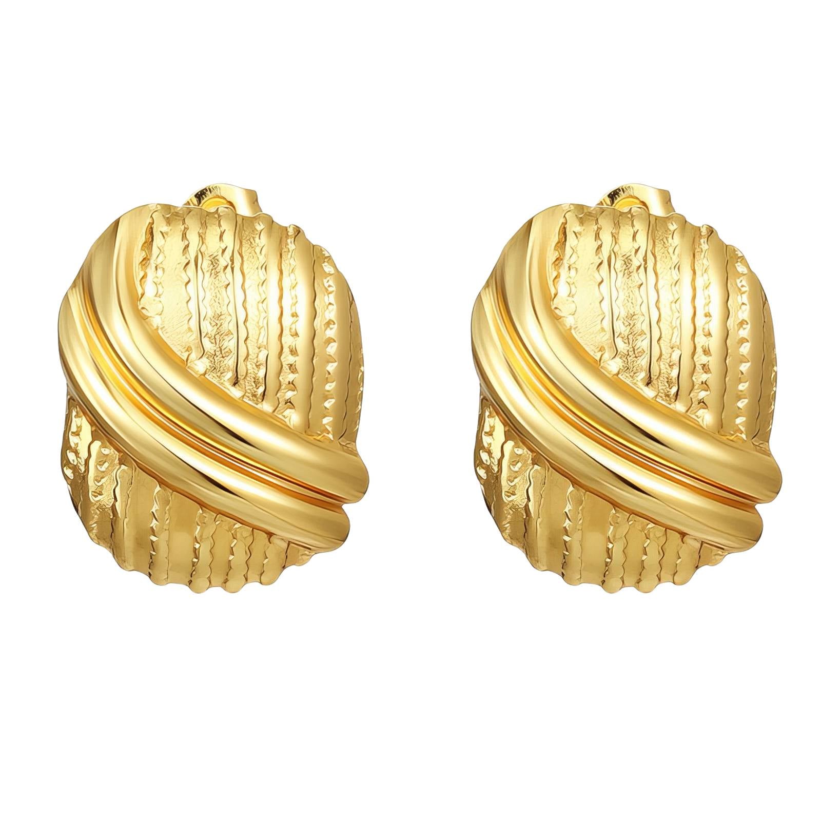 Pod Earrings, 18K Gold Plated Stainless Steel