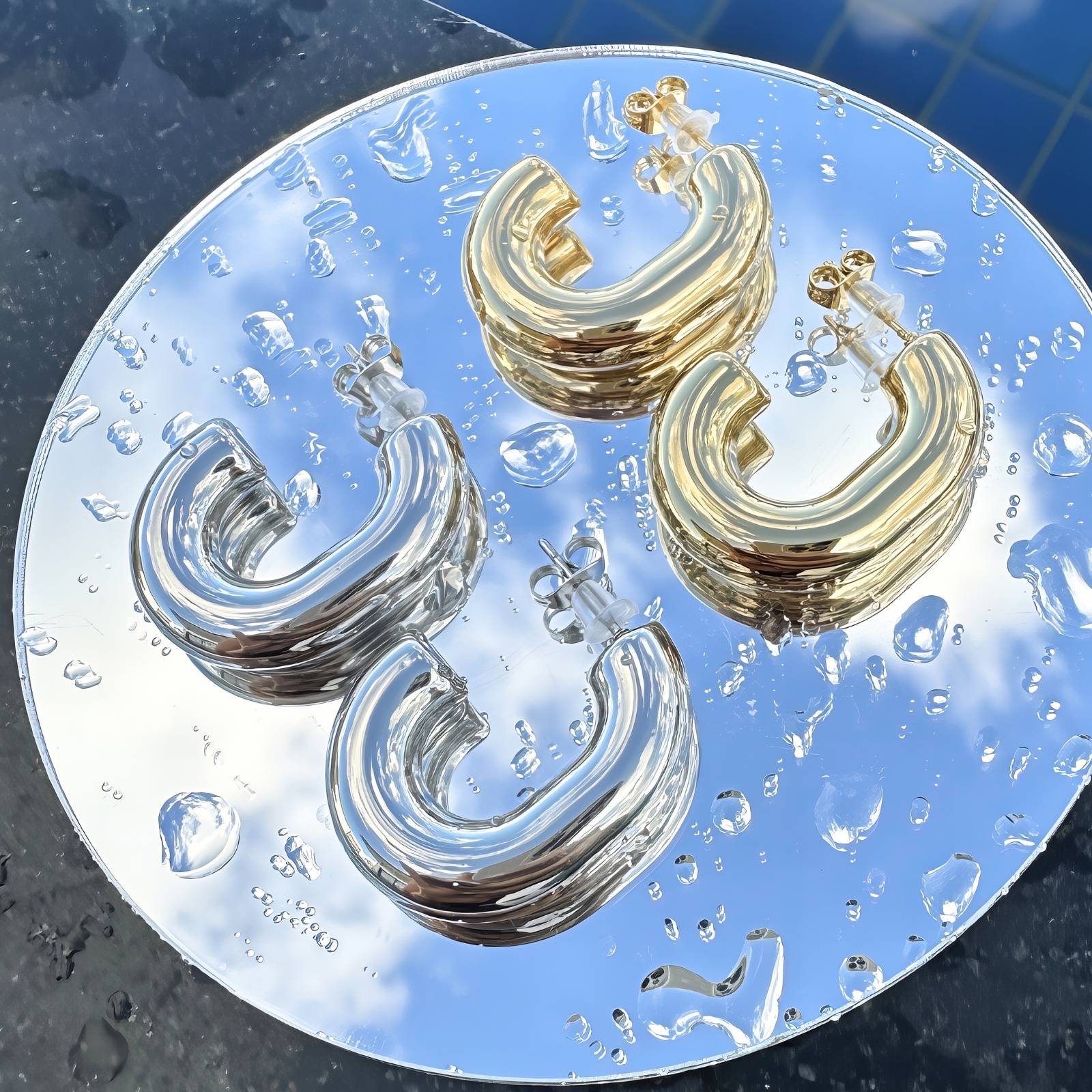 Quirkey Hoop Earrings, 18K Gold Plated Stainless Steel