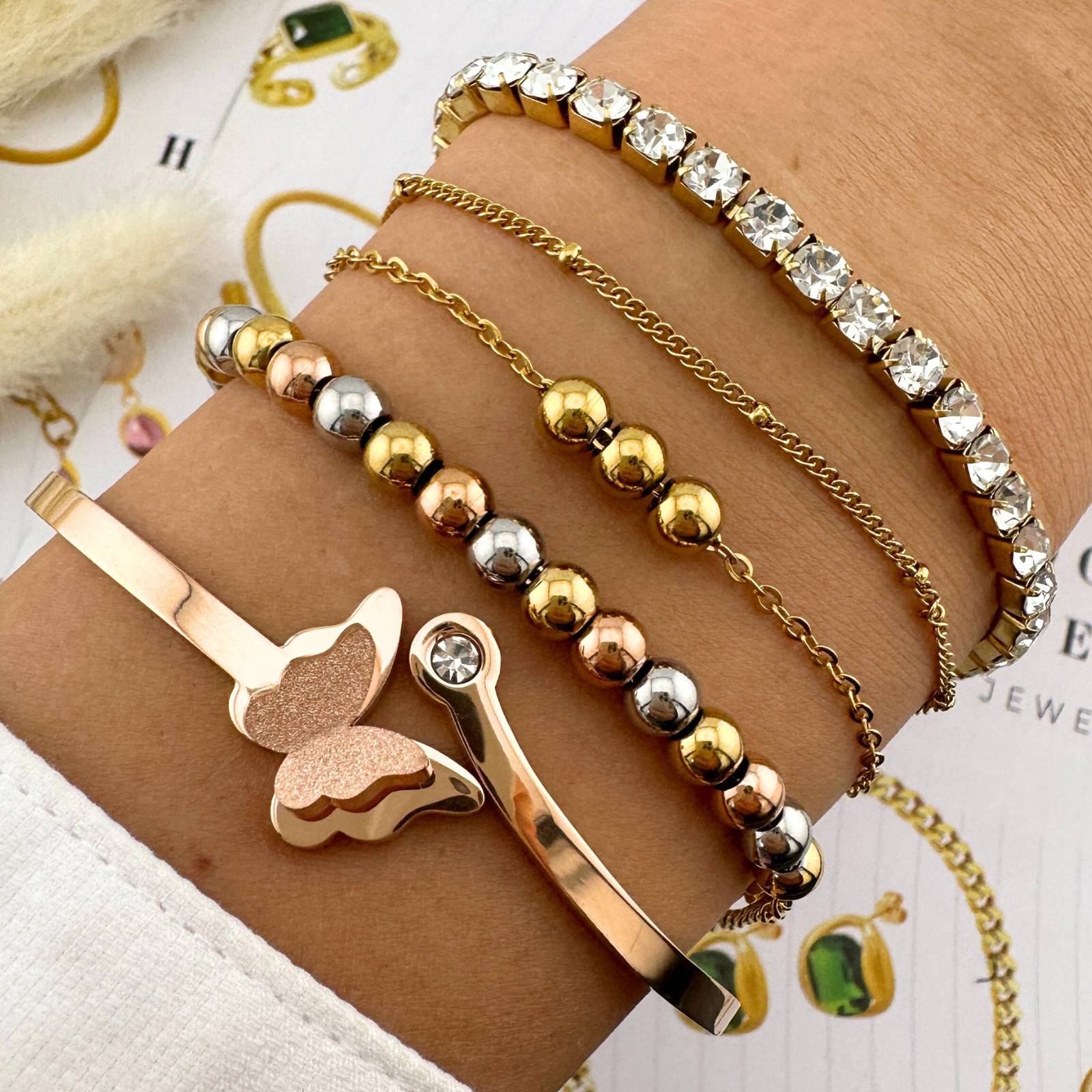 Tennis" Bracelet, 18K Gold Plated Stainless Steel