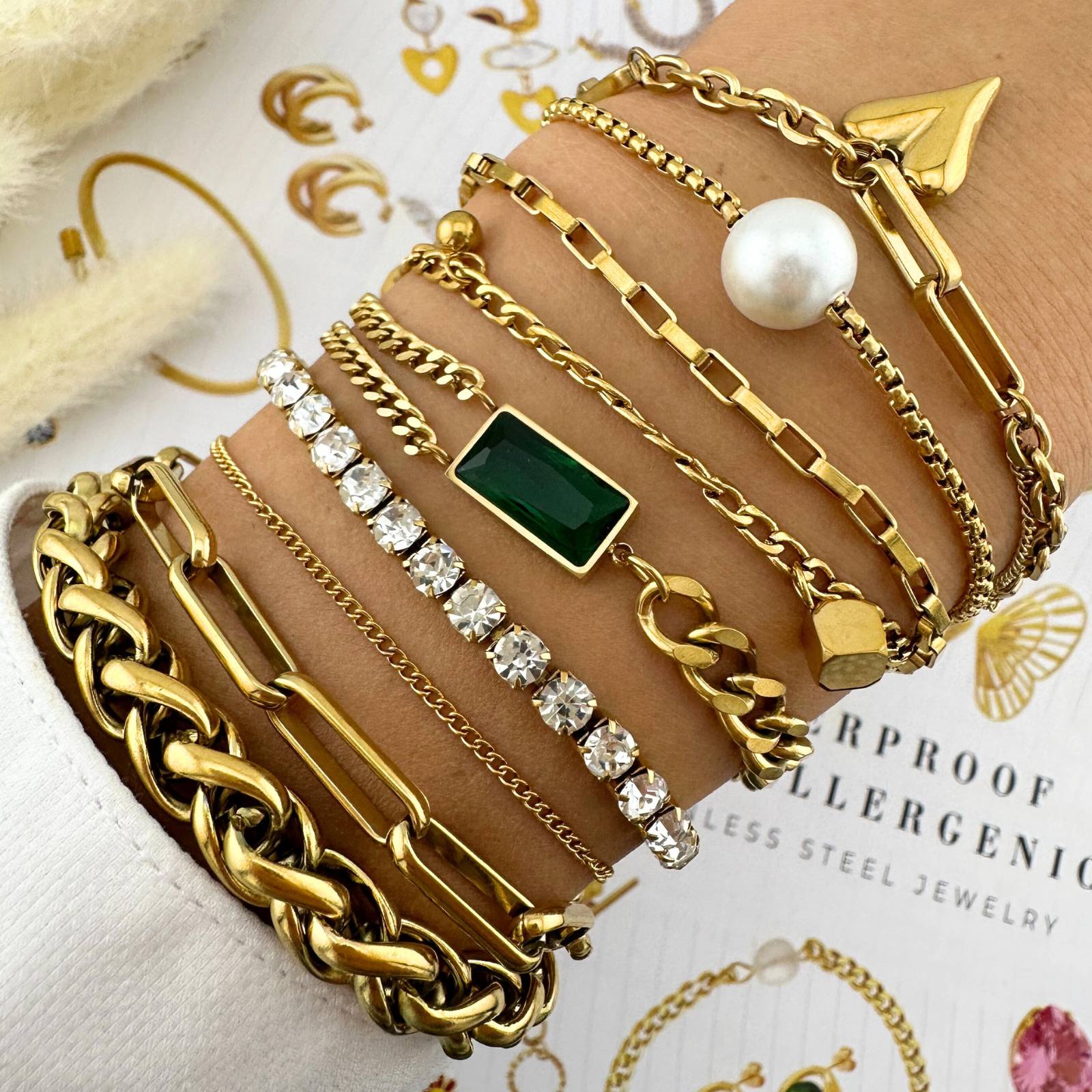 Tennis" Bracelet, 18K Gold Plated Stainless Steel