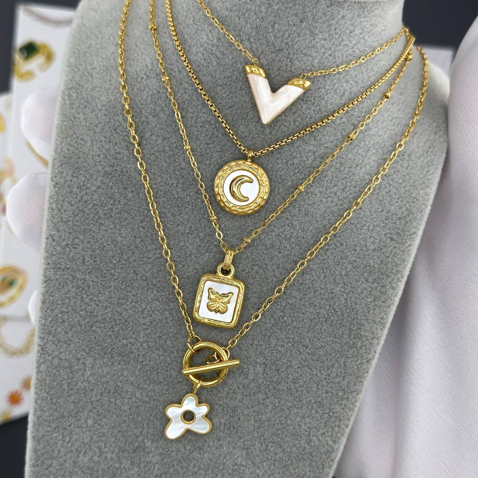 The V Necklace, 18K Gold Plated Stainless Steel