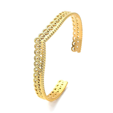 Side view of the hypoallergenic gold-plated bracelet, highlighting its sleek design and premium finish