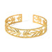 Close-up view of the durable gold-plated finish on stainless steel bracelet, showcasing tarnish-resistant and waterproof properties.