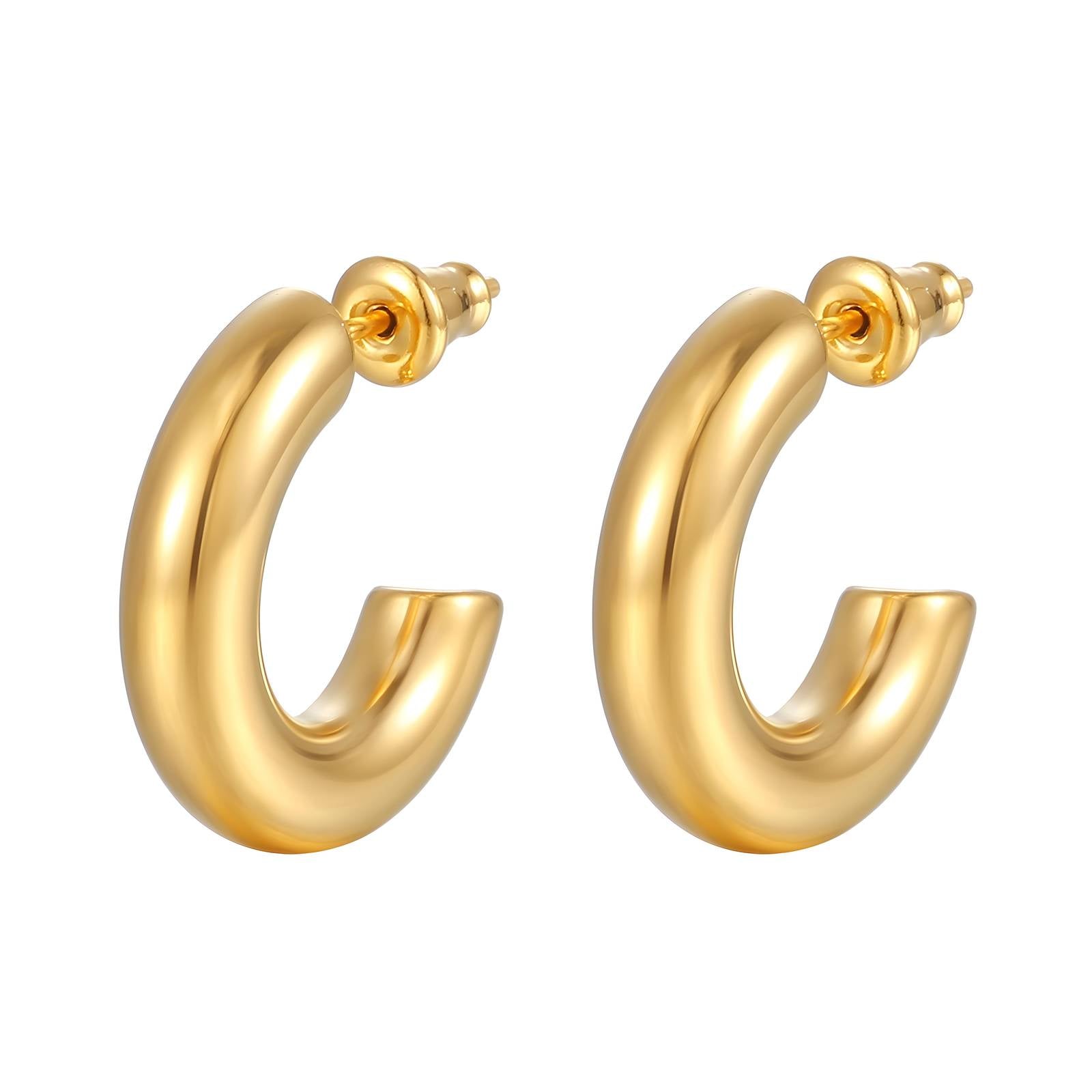 Adele Hoop Earrings, 18K Gold Plated Stainless Steel