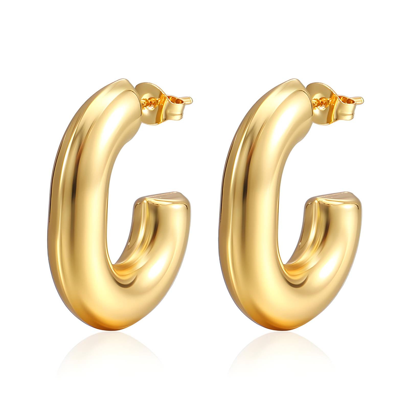 Quirkey Hoop Earrings, 18K Gold Plated Stainless Steel