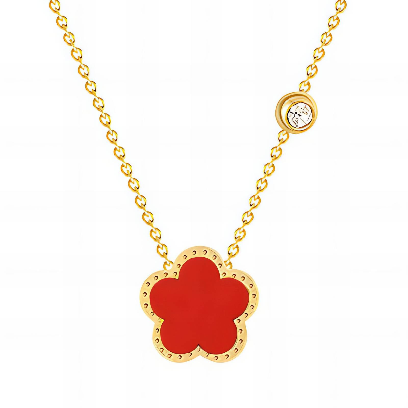 Trish Flower Power Red" Necklace, 18K gold plated Stainless steel