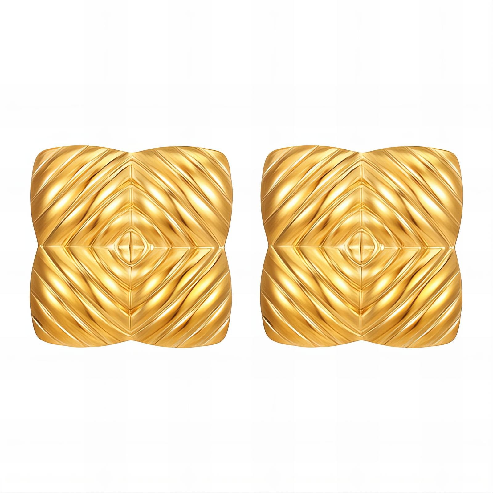 Cushion Earrings, 18K Gold plated Stainless Steel
