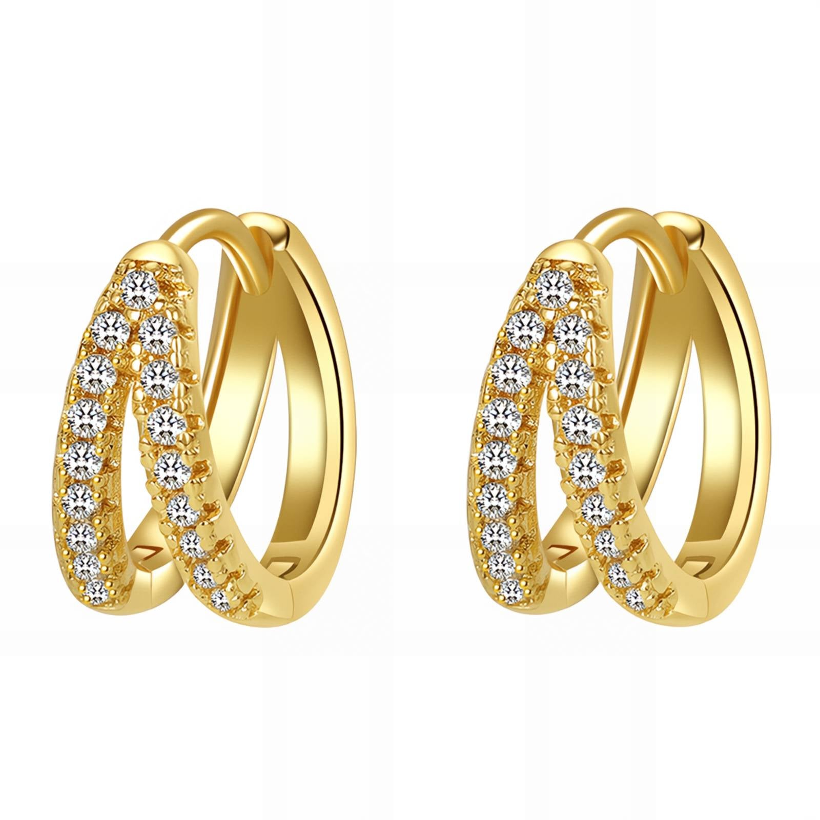 Dazzle Earrings, 18K Gold Plated Stainless Steel